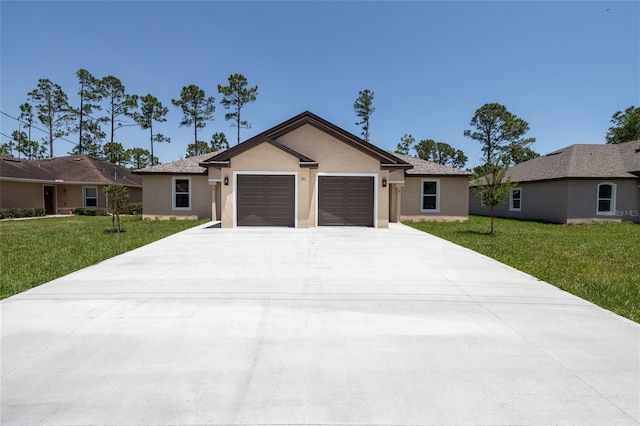 47 Providence Ln, Palm Coast, FL 32164 - single story home featuring an attached garage, driveway, a front yard, and stucco siding