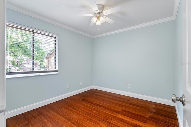 8 Oakmont Ct Unit 0, Palm Coast, FL 32137 - spare room featuring baseboards, wood finished floors, a ceiling fan, and ornamental molding