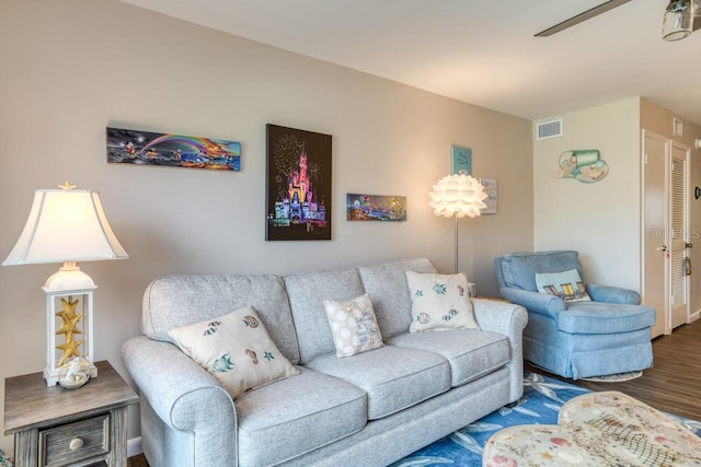 8550 A1A S Unit 323, Saint Augustine, FL 32080 - living area featuring wood finished floors and a ceiling fan
