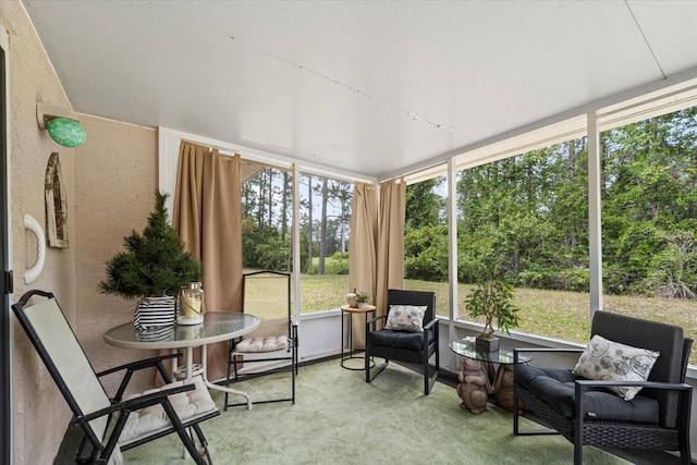 19 Utica Path, Palm Coast, FL 32164 - sunroom featuring healthy amount of natural light, carpet flooring, and view of scattered trees