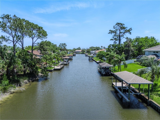 4 Contee Ct, Palm Coast, FL 32137 - water view with a boat dock and boat lift