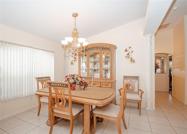 1 Butternut Dr, Palm Coast, FL 32137 - dining space with a chandelier, light tile patterned floors, and baseboards