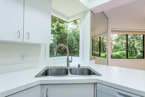 9 Masters Ct, Palm Coast, FL 32137 - kitchen with a sink, light countertops, dishwasher, and white cabinets