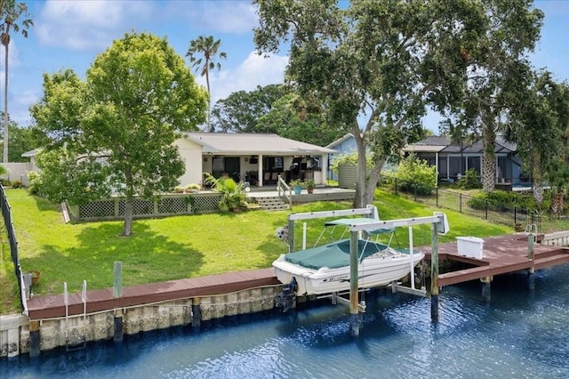 16 S Claymont Ct S, Palm Coast, FL 32137 - dock area with a water view and boat lift