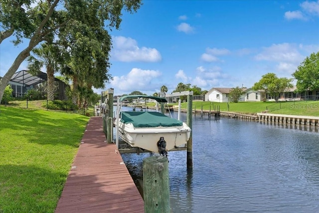 16 S Claymont Ct S, Palm Coast, FL 32137 - dock with boat lift, a water view, and a residential view