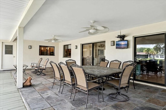16 S Claymont Ct S, Palm Coast, FL 32137 - view of patio / terrace featuring a ceiling fan and outdoor dining space
