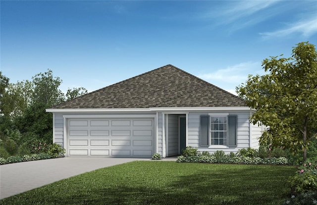 97 Waverly Ln, Palm Coast, FL 32164 - view of front of home with roof with shingles, driveway, a front yard, and a garage