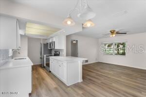 4901 Sailfish Dr, Ponce Inlet, FL 32127 - kitchen with appliances with stainless steel finishes, a sink, light countertops, and white cabinets