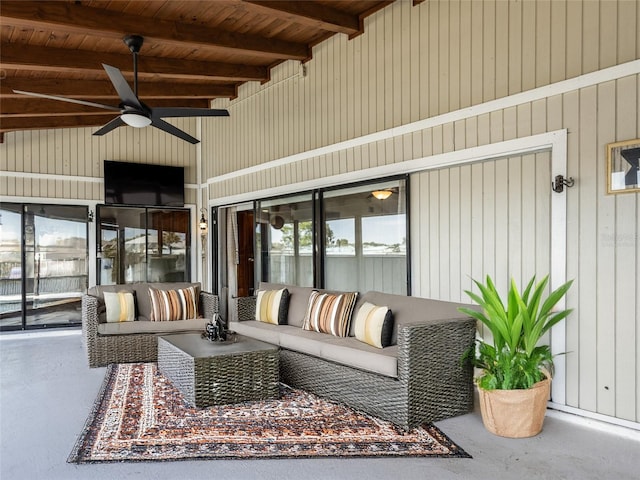 9 Cotton Ct, Palm Coast, FL 32137 - view of patio with an outdoor living space and ceiling fan
