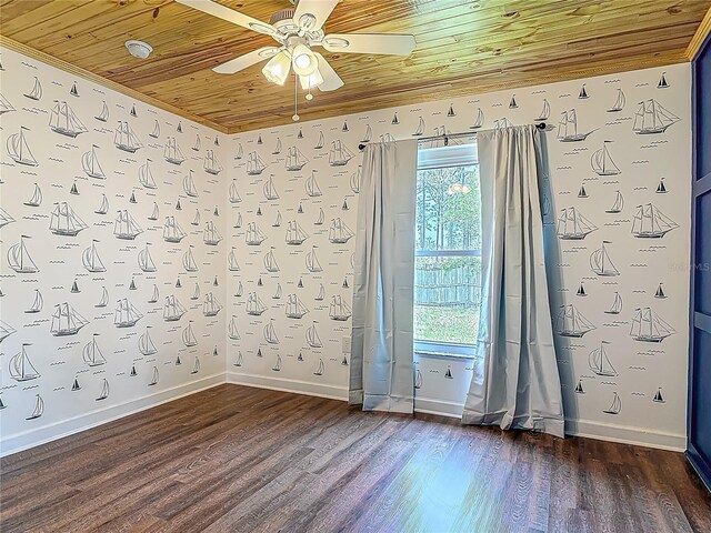 14 Zollinger Pl, Palm Coast, FL 32164 - spare room featuring wood ceiling, healthy amount of natural light, a ceiling fan, wood finished floors, and ornamental molding