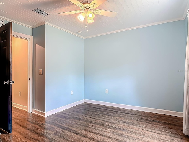 14 Zollinger Pl, Palm Coast, FL 32164 - empty room featuring crown molding, dark wood finished floors, a ceiling fan, and baseboards