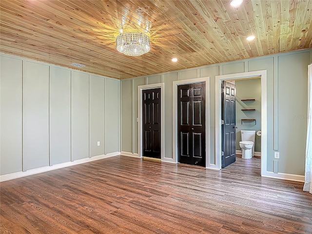 14 Zollinger Pl, Palm Coast, FL 32164 - unfurnished room featuring wood ceiling, recessed lighting, wood finished floors, a decorative wall, and a chandelier
