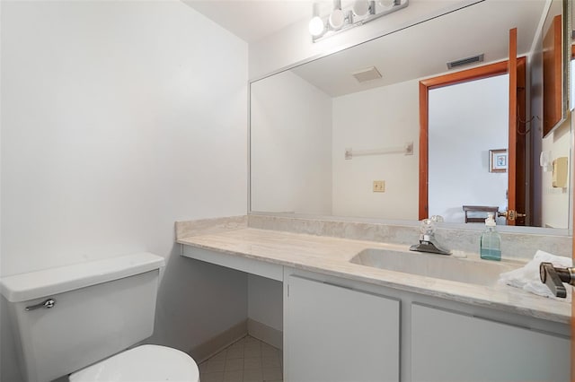 55 Village Cir, Palm Coast, FL 32164 - bathroom featuring toilet, vanity, and tile patterned floors
