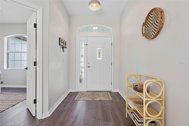 8 Zelda Ct, Palm Coast, FL 32164 - foyer entrance with healthy amount of natural light, dark wood-style flooring, and baseboards