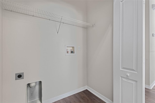 8 Zelda Ct, Palm Coast, FL 32164 - laundry area featuring washer hookup, hookup for an electric dryer, baseboards, and dark wood finished floors