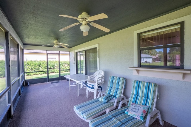 13 Point Of Woods Dr, Palm Coast, FL 32164 - sunroom / solarium featuring ceiling fan