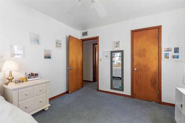 168 Palmetto Ave, Flagler Beach, FL 32136 - carpeted bedroom with baseboards and ceiling fan