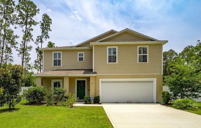 6 Ryding Ln, Palm Coast, FL 32164 - view of front facade with a garage, driveway, a front lawn, and stucco siding