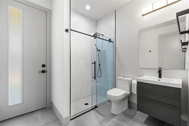 11 Ethan Allen Dr, Palm Coast, FL 32164 - bathroom with a marble finish shower, vanity, and recessed lighting