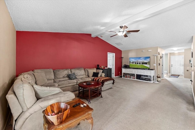 33 Bud Field Dr, Palm Coast, FL 32137 - carpeted living room featuring ceiling fan and a textured ceiling