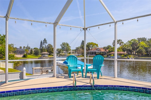 40 Cloverdale Ct N, Palm Coast, FL 32137 - view of swimming pool featuring a water view and a boat dock