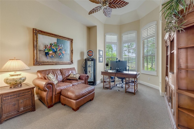 129 Front St, Palm Coast, FL 32137 - office with ceiling fan, carpet floors, and baseboards