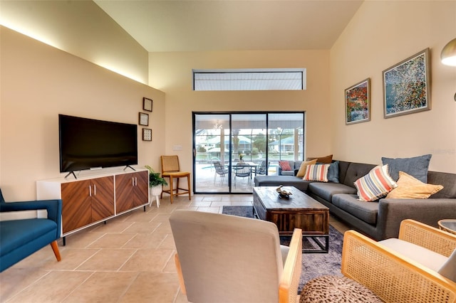 29 Cherrytree Ct, Palm Coast, FL 32137 - living room featuring a towering ceiling