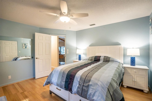 29 Cherrytree Ct, Palm Coast, FL 32137 - bedroom featuring light wood-style floors, a textured ceiling, and a ceiling fan