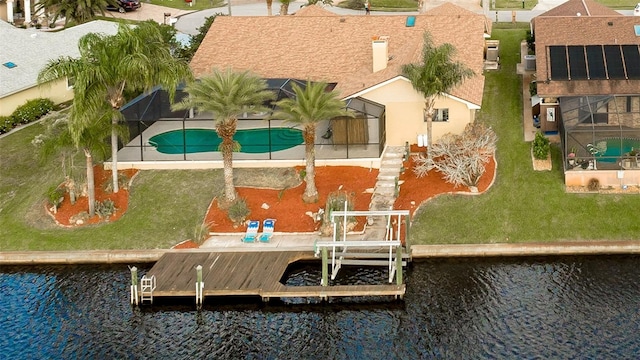 29 Cherrytree Ct, Palm Coast, FL 32137 - aerial view of property and surrounding area with a large body of water and a pool