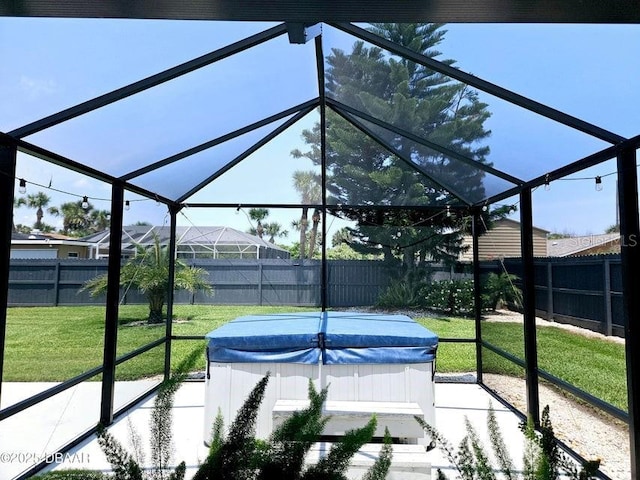 13 Sunrise Ave, Ormond Beach, FL 32176 - view of tennis court with a hot tub and a patio area