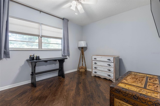 640 N Nova Rd Unit 117, Ormond Beach, FL 32174 - bedroom with wood finished floors, a ceiling fan, baseboards, and a textured ceiling