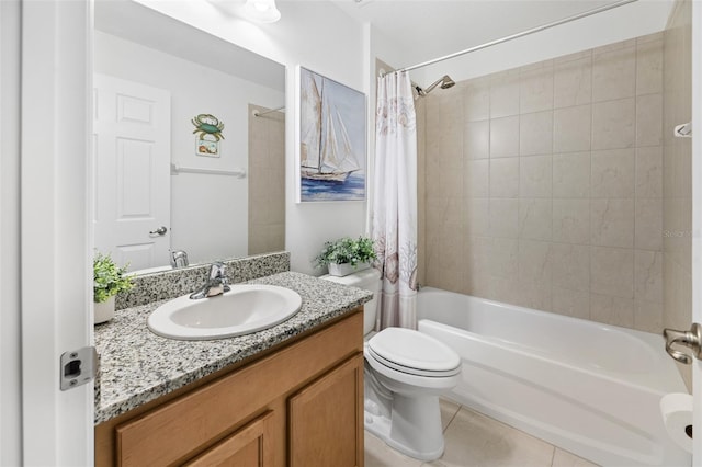 217 Birchwood Dr, Palm Coast, FL 32137 - full bath featuring vanity, shower / bath combo, tile patterned flooring, and toilet