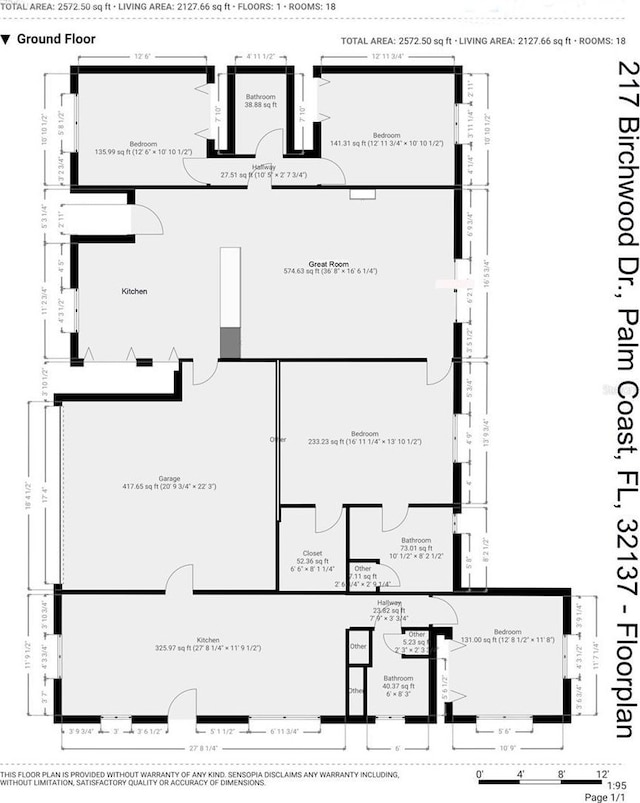 217 Birchwood Dr, Palm Coast, FL 32137 - floor plan / room layout
