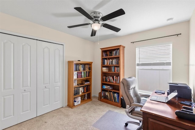 65 Lob Wedge Ln, Bunnell, FL 32110 - office area with carpet and a ceiling fan