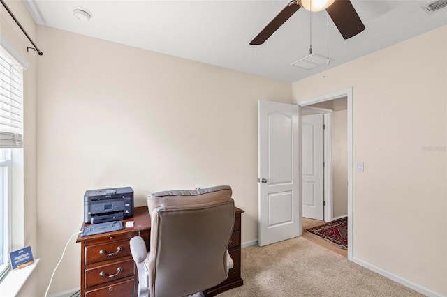 65 Lob Wedge Ln, Bunnell, FL 32110 - carpeted office space featuring ceiling fan, plenty of natural light, and baseboards