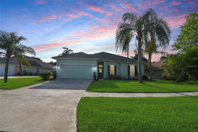 775 Blackmoor Gate Ln, Saint Augustine, FL 32084 - ranch-style house with stucco siding, a garage, concrete driveway, and a yard