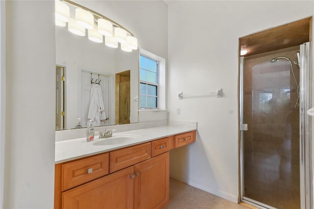 775 Blackmoor Gate Ln, Saint Augustine, FL 32084 - bathroom with vanity, tile patterned floors, and a shower stall