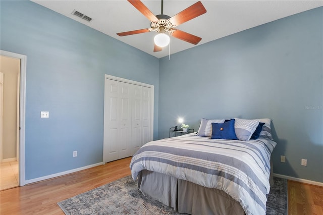 775 Blackmoor Gate Ln, Saint Augustine, FL 32084 - bedroom featuring wood finished floors, baseboards, a closet, and a ceiling fan