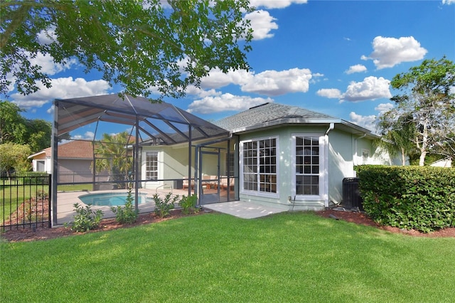 775 Blackmoor Gate Ln, Saint Augustine, FL 32084 - rear view of property with central AC, stucco siding, a patio area, and a lanai