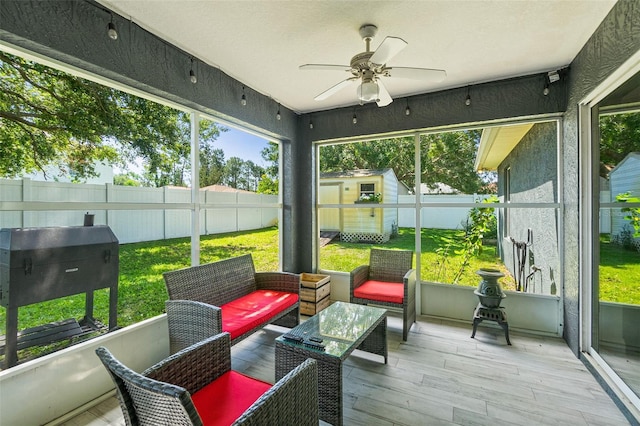 8 Buttermill Dr, Palm Coast, FL 32137 - sunroom with ceiling fan and an outdoor living space