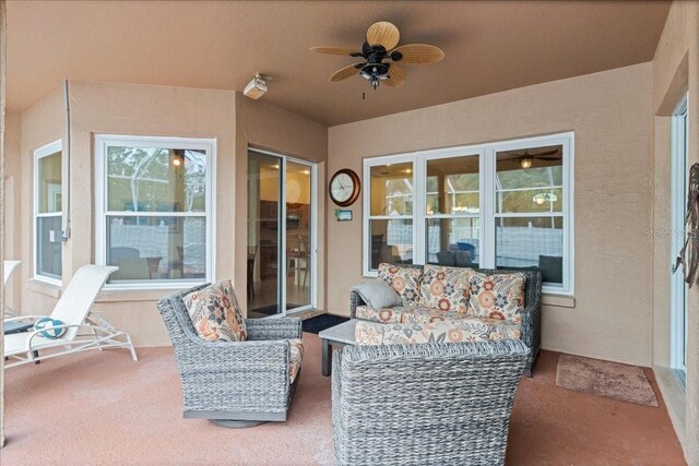 58 Slocum Path, Palm Coast, FL 32164 - view of patio featuring a ceiling fan and outdoor lounge area