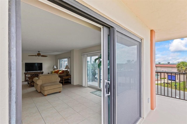 3600 S Ocean Shore Blvd Unit 222, Flagler Beach, FL 32136 - balcony featuring a ceiling fan