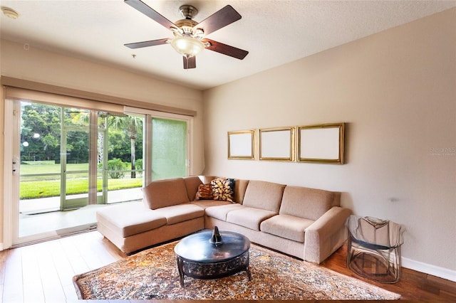 1100 Canopy Walk Ln Unit 1113, Palm Coast, FL 32137 - living area featuring wood finished floors, baseboards, and a ceiling fan