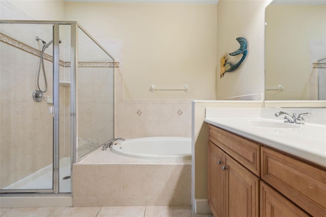 1200 Cinnamon Beach Way Unit 1133, Palm Coast, FL 32137 - full bathroom with a bath, vanity, a shower stall, and tile patterned floors