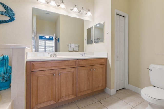 1200 Cinnamon Beach Way Unit 1133, Palm Coast, FL 32137 - bathroom featuring toilet, double vanity, a closet, and tile patterned flooring