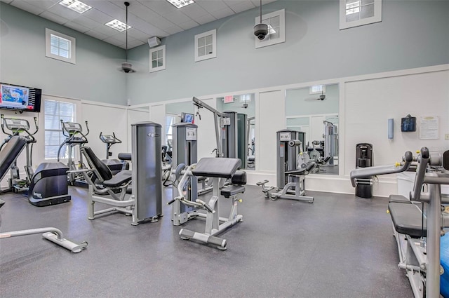 1200 Cinnamon Beach Way Unit 1133, Palm Coast, FL 32137 - gym with a high ceiling and a paneled ceiling