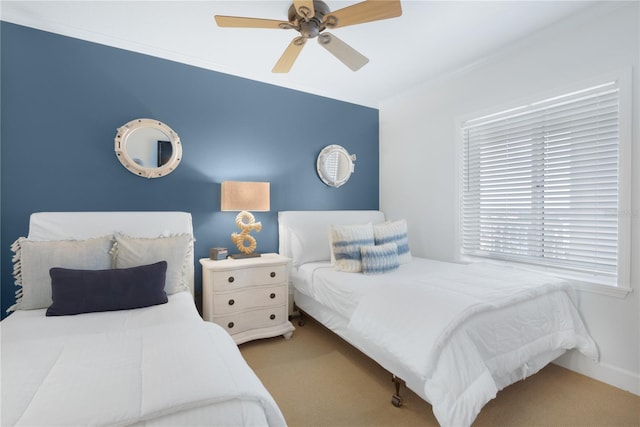 200 Ocean Crest Dr Unit 605, Palm Coast, FL 32137 - bedroom with carpet, ceiling fan, and ornamental molding