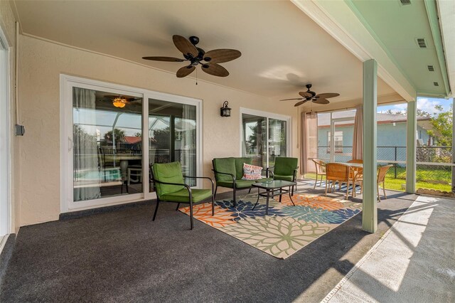 7 Fleming Ct, Palm Coast, FL 32137 - view of patio featuring a ceiling fan, an outdoor hangout area, and outdoor dining space