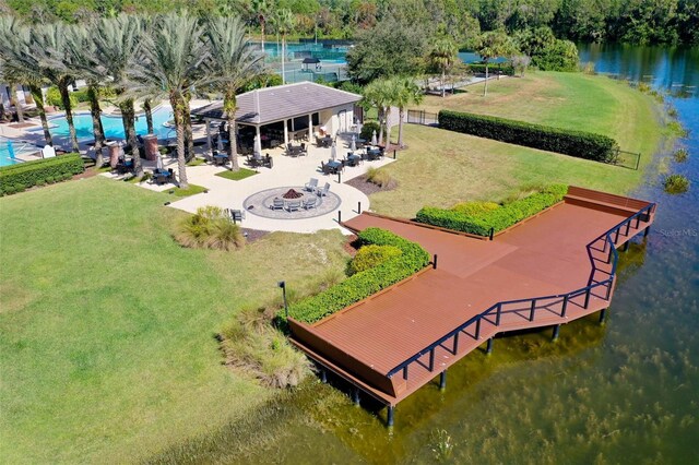 115 Bay Lake Dr, Ormond Beach, FL 32174 - bird's eye view of a nearby body of water and a pool