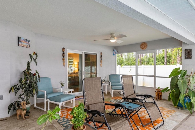 82 Ryland Dr, Palm Coast, FL 32164 - sunroom featuring ceiling fan